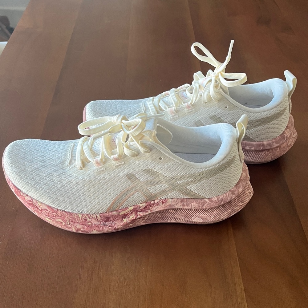 Asics White and Pink Athletic Sneakers